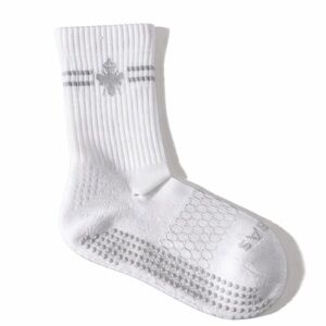 Bombas Gripper Half Calf Socks Women White Non-Slip Crew Pilates Yoga SOLD OUT